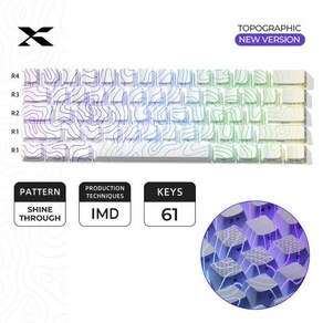 키캡 KEYCAP XVX 토포그래픽 패턴 샤인 스루 OEM 프로파일 IMD-Tech 세트 118 새 버전, white 61 keys