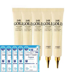 순금으로 주름개선 피부보습 영양공급을 한 번에 앙쥬 24k 골드 아이크림 ANJO 24K GOLD EYECREAM (LAFFIR 3step maskpack 증정), 5개, 40ml