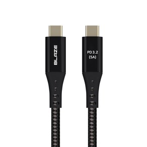 블레이즈 C TO C 초고속 충전케이블 USB3.2 20Gbps 100W 4K PD3.2, 2m, 블랙, 1개