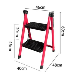 ANVAVA 접이식 사다리 가정용 2단 사다리 계단형 A형사다리 레드 1개