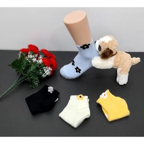 양말코디 봄여름 여성용 예쁜 꽃무늬 플라워 데이지 패션 데일리 발목 4켤레 묶음 세트 양말