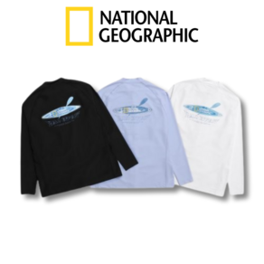 (국내 매장 정품) 내셔널지오그래픽 남성 컨셉 그래픽 세미 오버핏 집업 래쉬가드, WHITE