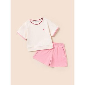 [브랜드정품]빈폴키즈 공식브랜드관 [BEANPOLE KIDS] 여아 와플 반팔 티셔츠 반바지 상하세트 아이보리 (BI5342G070) 등교룩 등원룩