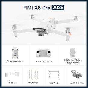 입문용드론 고성능드론 FIMI X8 Po 2025 드론 11.3 인치 48Mp CMOS 4K 60fps 5.0 Roklink 20km 범위 3 축 짐벌 GPS AI 슈퍼 비디오, X8Po2025 EU, 1개