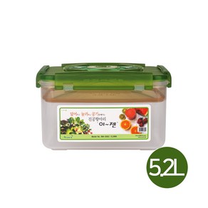 이젠 진공항아리 사각 밀폐용기 김치통, 1개, 5.2L