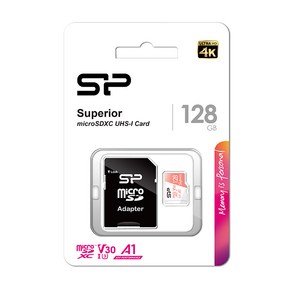 [실리콘파워]microSDXC Superior C10 UHS-I U3 A1 V30 128GB-SP128GBSTXDV3V20SP -
