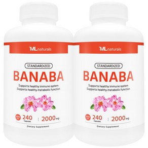 [미국번개배송] 착한명품 마이라이프 내추럴스 표준화된 바나바 2000mg, 240정, 2개