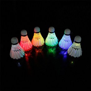 LED 야광 셔틀콕 배드민턴 라켓 채 공 깃털콕 4P, [정품_1-LED셔틀콕4P^]