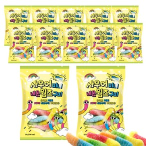 예이니식품 사우어 미니네온 웜즈 젤리 (50g) 위니비니사탕캔디, 50g, 12개