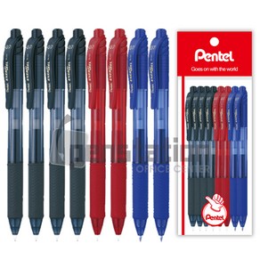 Pentel 에너겔 X 볼펜 0.5mm/0.7mm 흑청적 세트, BL107 0.7mm 블랙4개+청2개+적색2개 세트