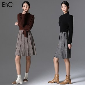 EnC [EnC] 골지 니트 플레어 원피스