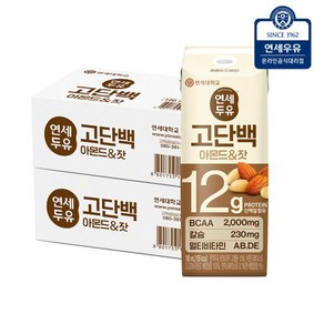 연세우유 [연세우유] 고단백 고소한 아몬드 잣 두유 190ml (48팩)YS197, 48개, 0.19l