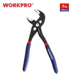 WORKPRO 180250mm워터 펌프 플라이어 범용 조절 가능 미끄럼 방지 컴포트 핸들, W031331VK 180MM, 1개