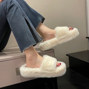 여성 털슬리퍼 소프트 키높이 통굽 사무실 실내 퍼 실내화 Women's slippers