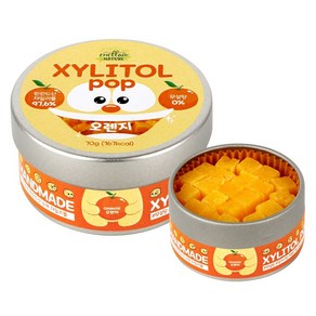 수제 장인 자일리톨 팝 캔디 사탕 70g 핀란드산 100% 오렌지, 1개