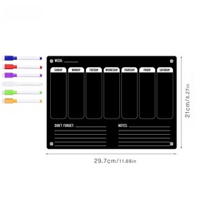 아크릴 냉장고 자석형칠판 주간 달력 메모 자석형클리어 플래너 건, 1개, 15.Black-7-S(A4)