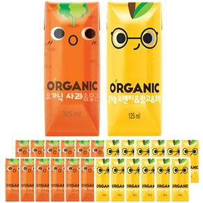 롯데칠성음료 크니쁘니 유기농 오가닉주스 사과/오렌지 2가지맛 125ml x 24팩, 24개