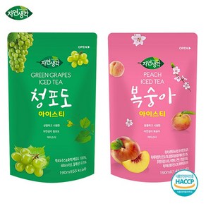 자연생각 아이스티 복숭아10팩 +청포도10팩 (총20팩), 20개, 190ml