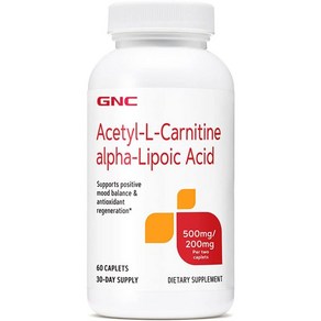 지앤씨 GNC ALA 알파리포산 알파 리포익 아세틸 L카르니틴 60캡슐 Alpha Lipo, ALA 알파리포산 엘카르니틴 60캡슐, 60정, 1개