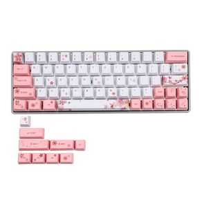 73 KEYS OEM PBT KEYCAPS 전체 세트 기계 키보드 키 캡 PBT 염료 승화 벚꽃 키 캡 한국어 일본어 일본어, 분홍