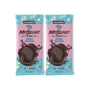 2X Feastables Feastables MBeast 오리지널 초콜릿 바 60g 60g 1개, 2개