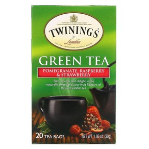 Twinings 그린티 석류 라즈베리 스트로베리 티백 20개입 30g(1.06oz), One Colo_One Size, 1개