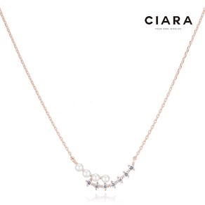 CIARA 14K Feaa 진주큐빅 스윙라인 목걸이(GoldPlated)