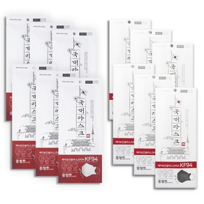 케이보건용마스크미카 KF94 흰색 중형 1매입 x 6개 + 중형 블랙 1매입 x 6개, 1세트