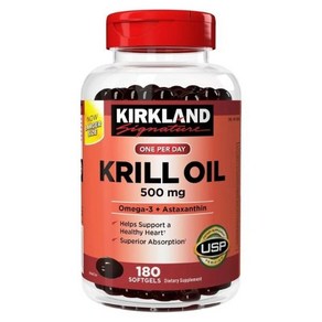 시그니쳐 크릴 오일 500 mg 160 (소프트 캡슐) Kikland Signatue Kill Oil 500mg 180 (180정으로 변경) 해외현지 코스트코 아이허브 미국, 1개