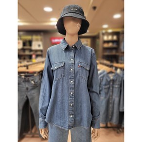 리바이스 무료배송!! 기본 디자인으로 유행없이 편하게 입는 여성 데님셔츠!! LEVI'S 여성 에센셜 웨스턴 데님셔츠 블루[NC불광]16786-17