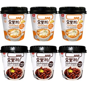 요뽀끼 컵 떡볶이 치즈3+짜장3, 6개