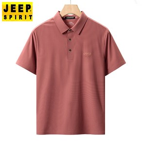 JEEP SPIRIT 지프 스피릿 반팔티 남성 여름 반팔 남자 캐주얼 솔리드 컬러 탑 반티 옷깃 올매치 얇은 아이스 실크 면 탄성 통기성 티셔츠 2066