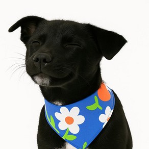 강아지 고양이 똑딱이 패션스카프 귀여운 턱받이 아이즈펫 외출템, 1개, 꽃길