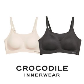 [크로커다일] 감탄브라 나일론모달 스트랩 패드일체형 브라2종 오트밀 블랙 CDWBR4O0509