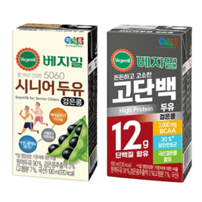 부모님 간식 간편식 정식품 베지밀 시니어두유 고단백 검은콩 기획구성 190ml(8+8), 190ml, 16개