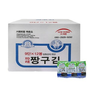 해동 짱구김 4g 9봉 12입 박스 조미김 도시락김 box, 432g, 1개