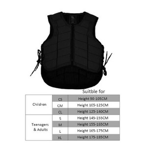 승마 조끼 보호대 블랙 지퍼 성인 및 어린이용 훈련 EVA 보호 패드, 3) BlackCL, 1개