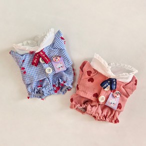 러브도넛 파자마 인형옷 (10cm 15cm 모루인형 옷 그로밋 솜인형 의상 꾸미기), 레드