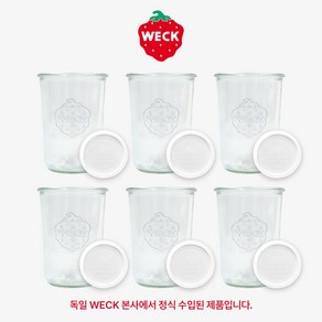 [WECK]몰드 743(850ml) 유리병 세트, 유리병+PE밀크 뚜껑 L (국내생산), 6개