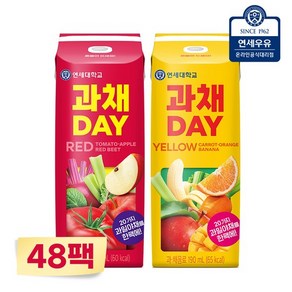 연세유업 과채데이 레드/옐로우 190ml 48팩, 없음