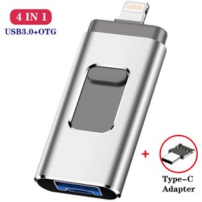 폰 라이트닝 ios OTG 플래시 드라이브 메모리 스틱 C 타입 펜드라이브 USB 16GB 32GB 64GB 펜 usb3.0, 8GB_실버 유형 C, 1개