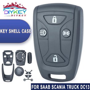 DIYKEY 스마트 원격 쉘 키 케이스 포브 교체 SAAB 스카니아 트럭 DC13 4X2 GRS905 R S G P 시리즈용 버튼, 02 2 Pieces