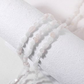 싼비즈 [5-423-07]원석 못난이 4~6mm 천연석 문스톤 반줄(약19cm)