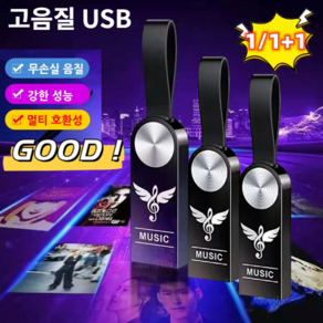 1/1+1차량용 고음질 USB 팝송 무손실 뮤직송 USB 무손실 음질/강한 성능/멀티 호환성, 64GB=2700곡&600동영상, 비드 체인&어댑터&PP 가방