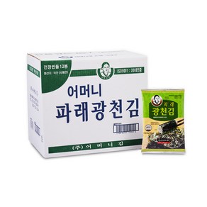 [광천어머니김 본사 발송] 파래전장김번들 (파래전장김 20g x 3개입 x 12봉) 총36개, 1박스