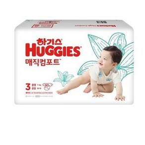 하기스 매직 컴포트 기저귀 중형 3단계 (7~10kg) 밴드형 남여공용, 58매