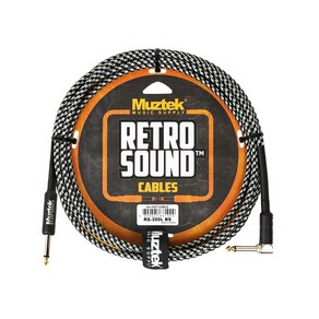 (케이블) Muztek RETRO SOUND Cable 3m Angle Black/Silve (RS-300L BS) /PLUG 1자+ㄱ자/ 레트로 사운드 악기케이블 잭선, 단품, 단품, 1개