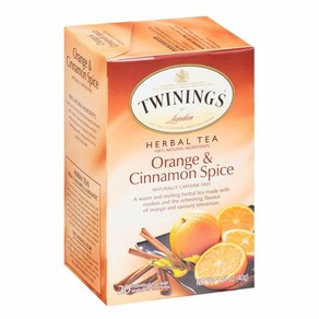 Twinings 트와이닝 허브티 오렌지 & 계피 향신료 무카페인 20 티백 40g(1.41oz), 40g, 1개, 20개입