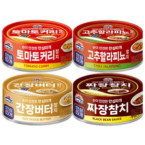 사조 안심따개 참치 100g 세트 [간장버터 + 고추할라피뇨 + 짜장 + 토마토커리], 1개