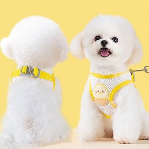 두두펫 반려동물 통기성UP 초경량 하네스+리드줄 세트, 옐로우, 1개